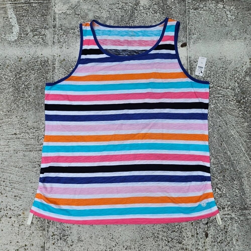 Talbots Women Tank Top Multi Color Striped Sleeve Less Top Shirt Tee Size XL New